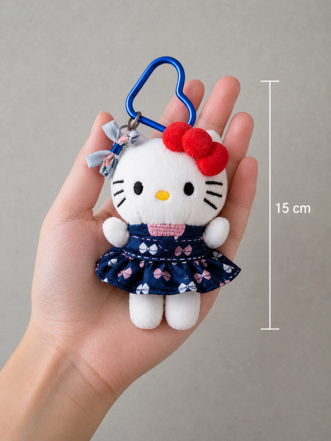 Cute Hello Kitty Plush Keychain (15 cm) – Cute Character Toy with Bow, Dress & Clip for Bags