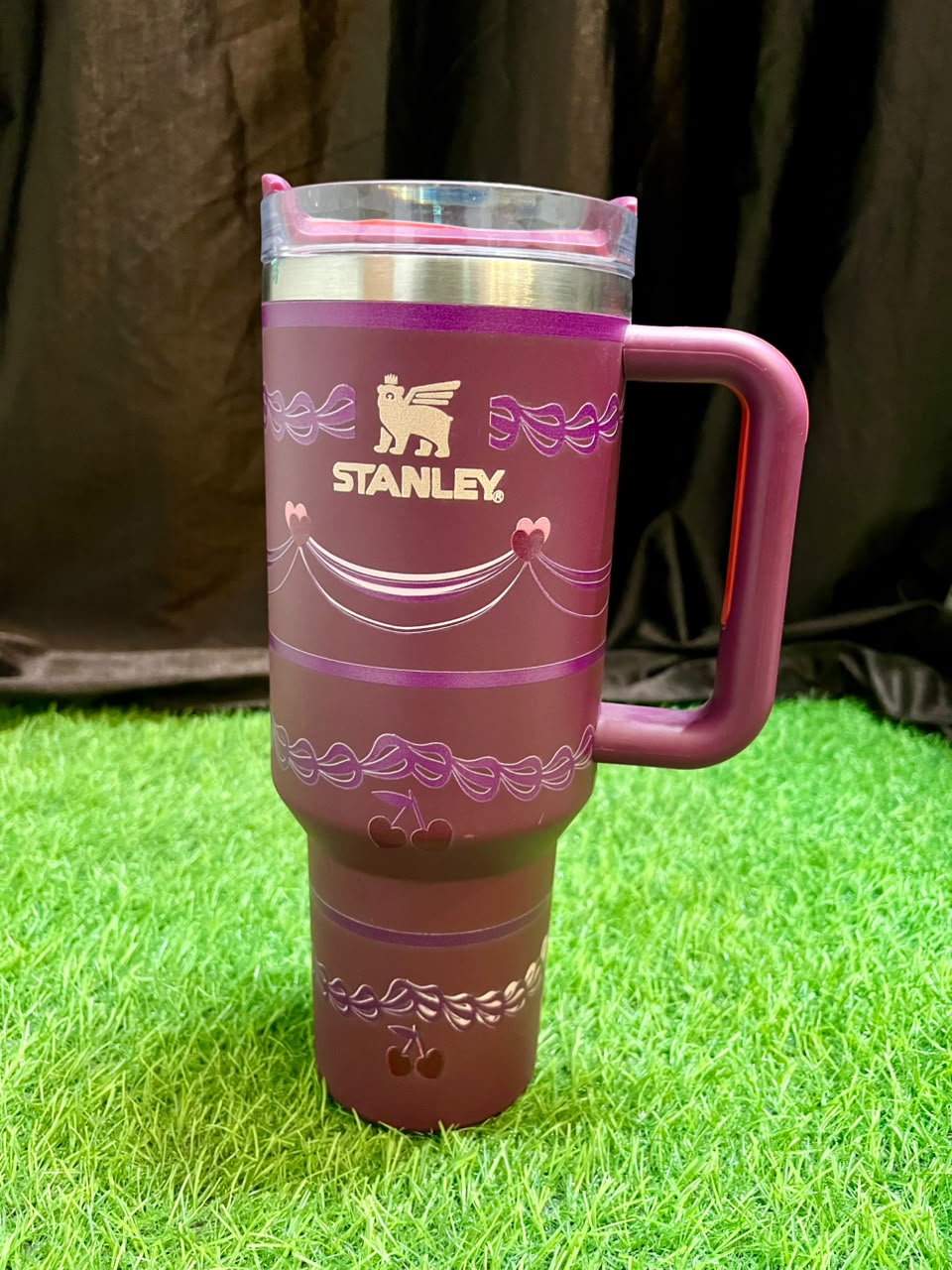 40oz Stanley Pink Bow & Cherry Insulated Tumbler