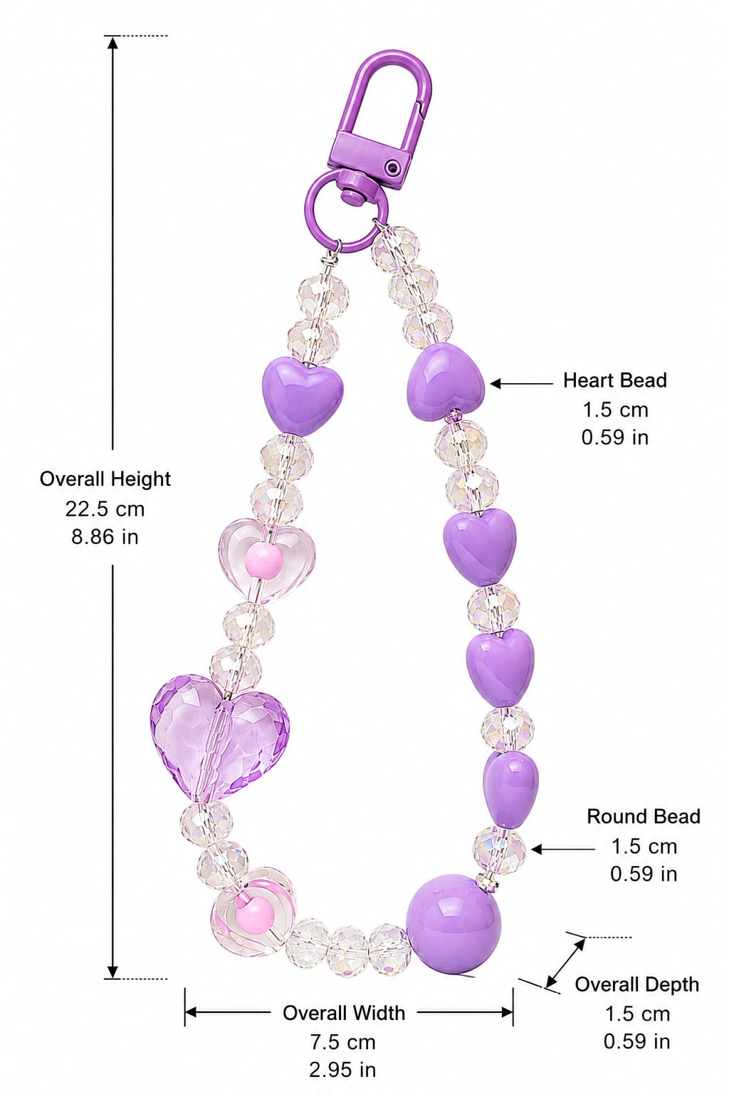 Heart Crystal Beaded Keychain