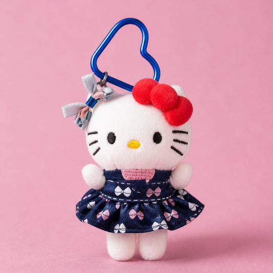 Cute Hello Kitty Plush Keychain (15 cm) – Cute Character Toy with Bow, Dress &amp; Clip for Bags