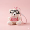 Cute Pilot Teddy Bear Keychain in Pink