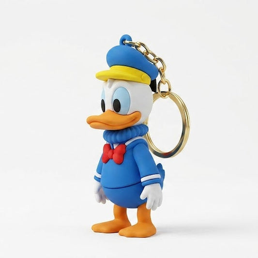Cute Lucky Duck Cartoon Keychain with Blue Tag