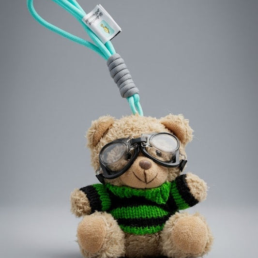 Adorable Pilot Teddy Bear Keychain with Goggles