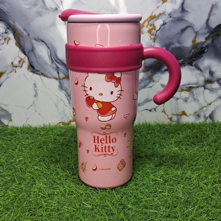 Hello Kitty 1200ML Cute Handle Tumbler with Straw – Large Capacity Cartoon Sipper Cup