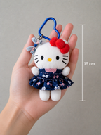 Cute Hello Kitty Plush Keychain (15 cm) – Cute Character Toy with Bow, Dress &amp; Clip for Bags