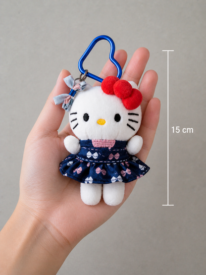 Cute Hello Kitty Plush Keychain (15 cm) – Cute Character Toy with Bow, Dress &amp; Clip for Bags