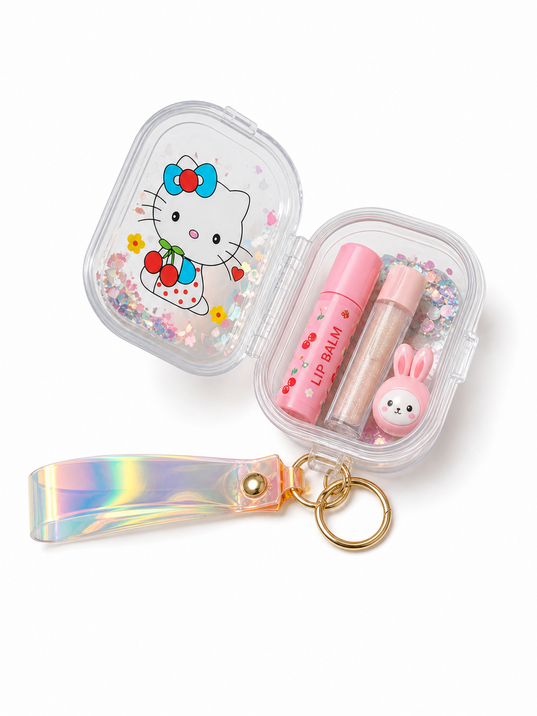 Cute Mini Transparent Keychain Portable Small Storage Case for Coins, Lip Balm, Earbuds