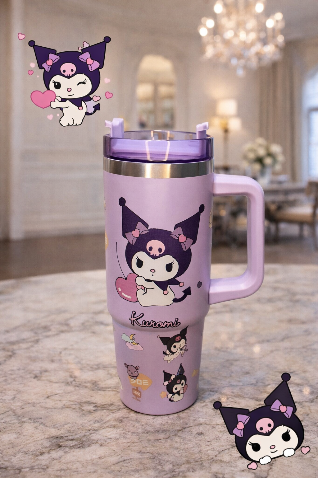 Kuromi Stainless Steel Tumbler with Handle