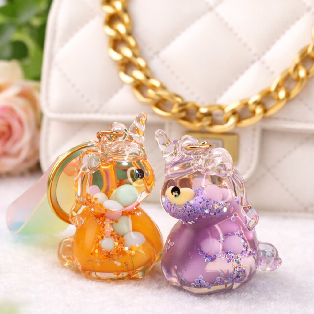 Cute Unicorn Liquid Glitter Keychain