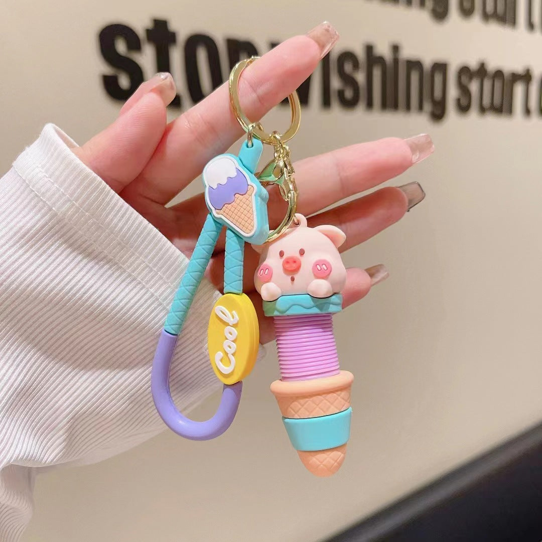 Cute Bunny Pop Tube Keychain