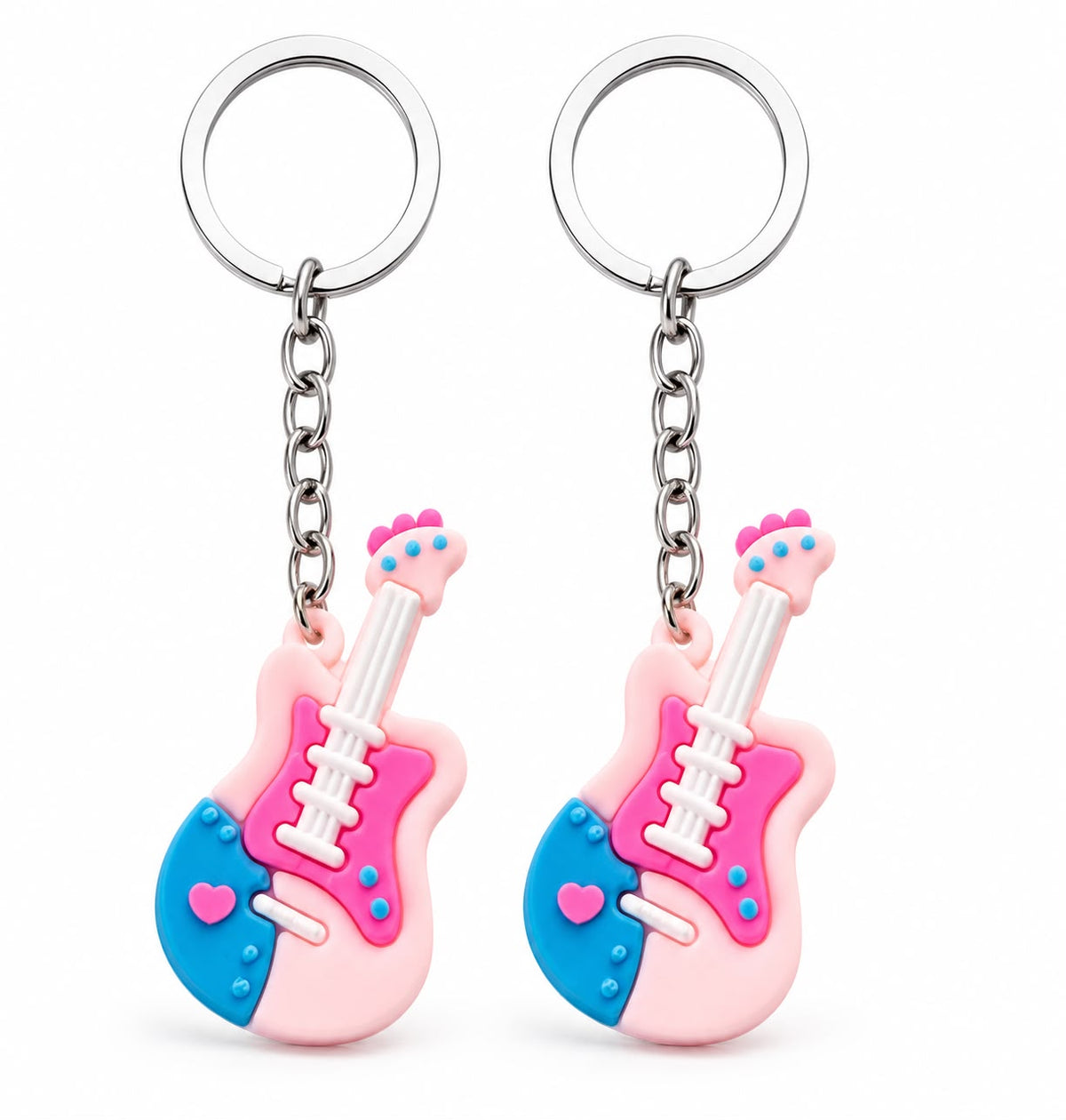Colorful Guitar Shape Keychain 2pcs