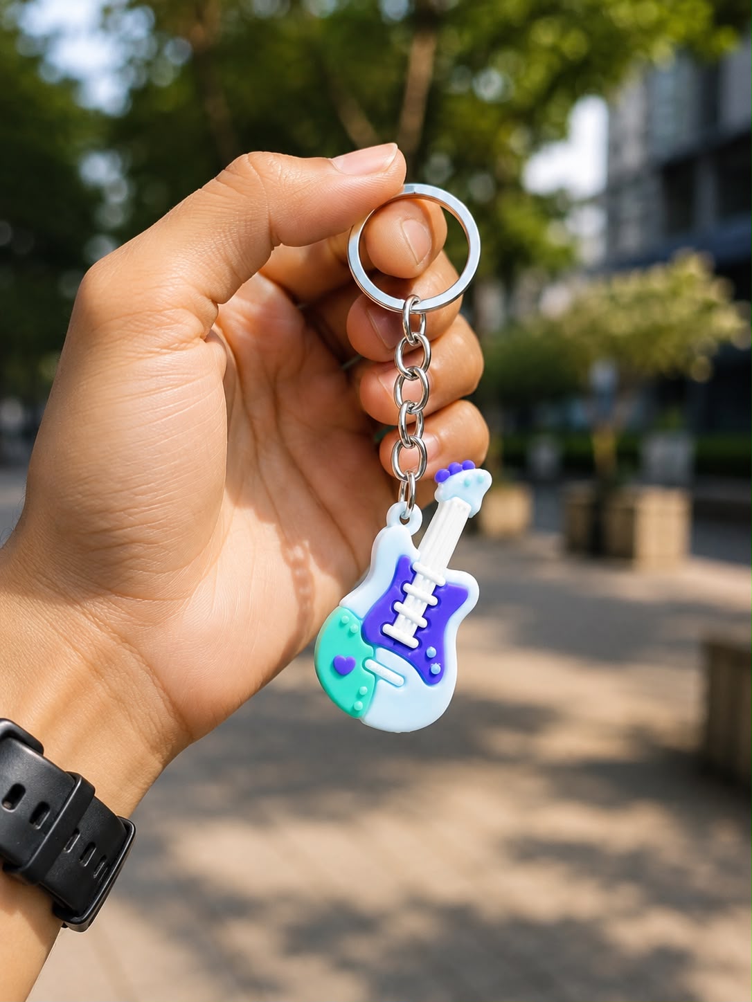 Colorful Guitar Shape Keychain 2pcs