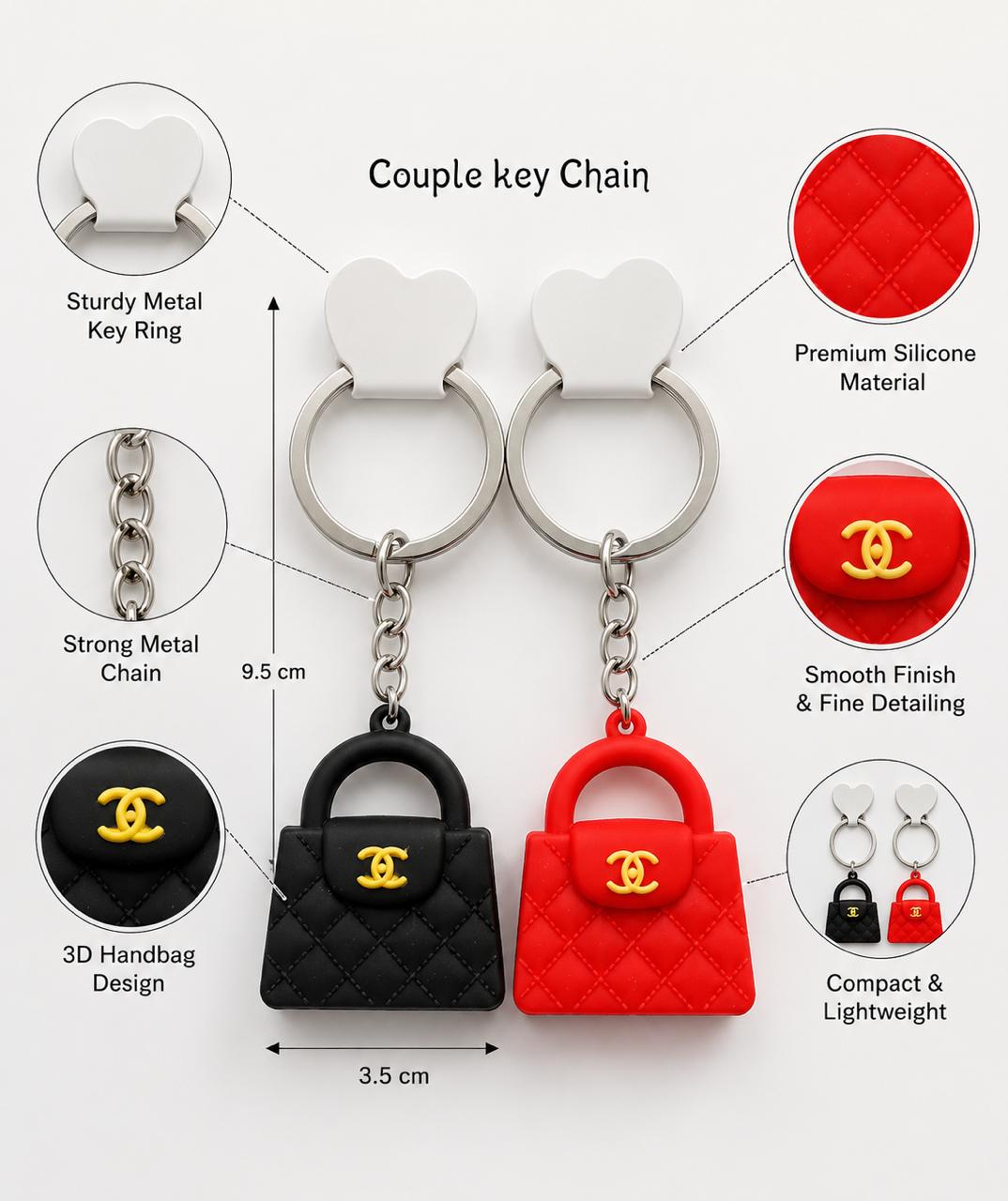 Cute Mini Handbag Silicone Keychain for Girls & Women