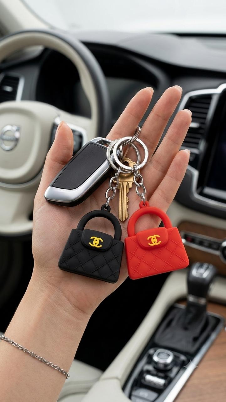 Cute Mini Handbag Silicone Keychain for Girls & Women