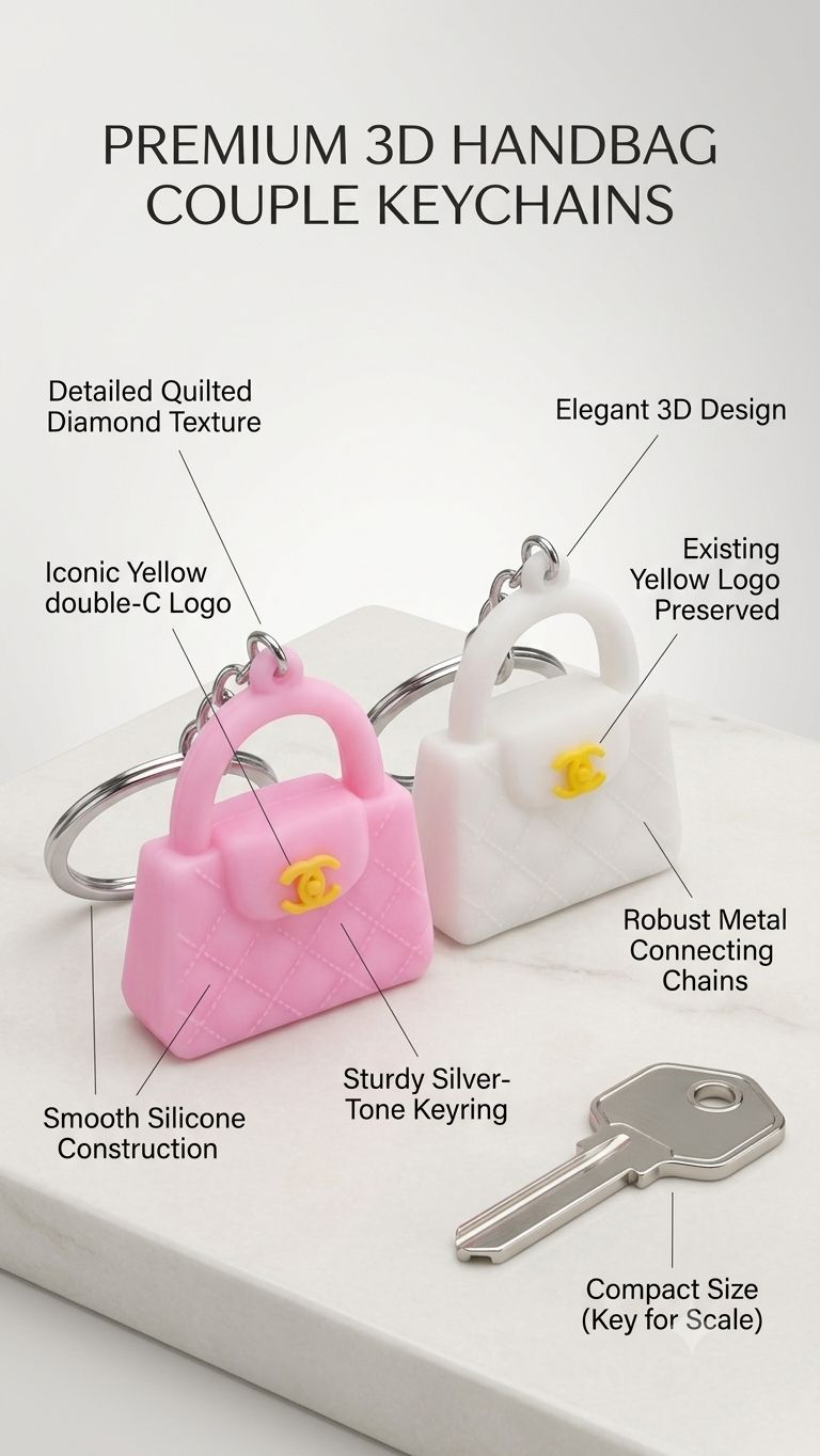 Cute Mini Handbag Silicone Keychain for Girls & Women