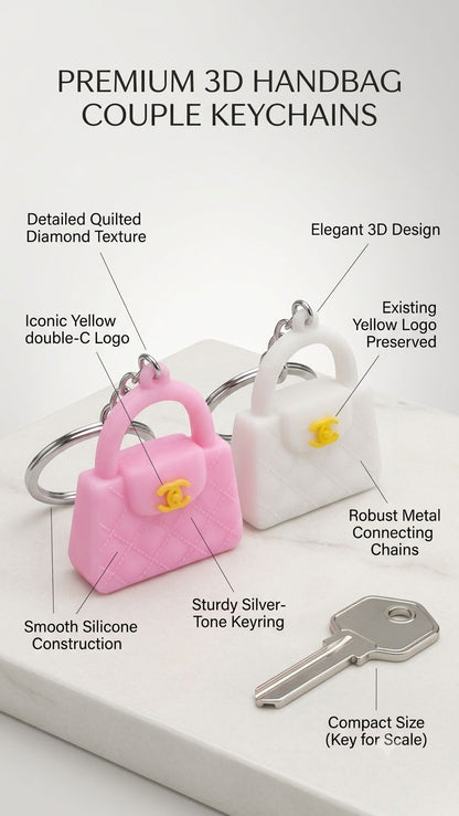 Cute Mini Handbag Silicone Keychain for Girls & Women