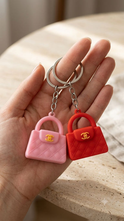 Cute Mini Handbag Silicone Keychain for Girls & Women