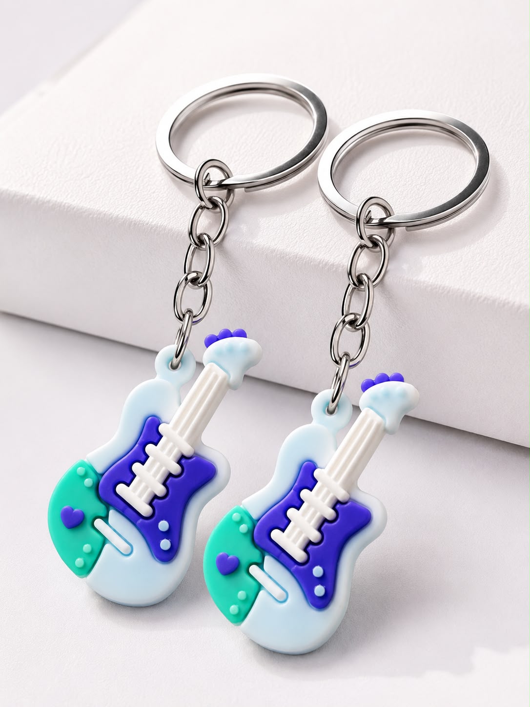 Colorful Guitar Shape Keychain 2pcs