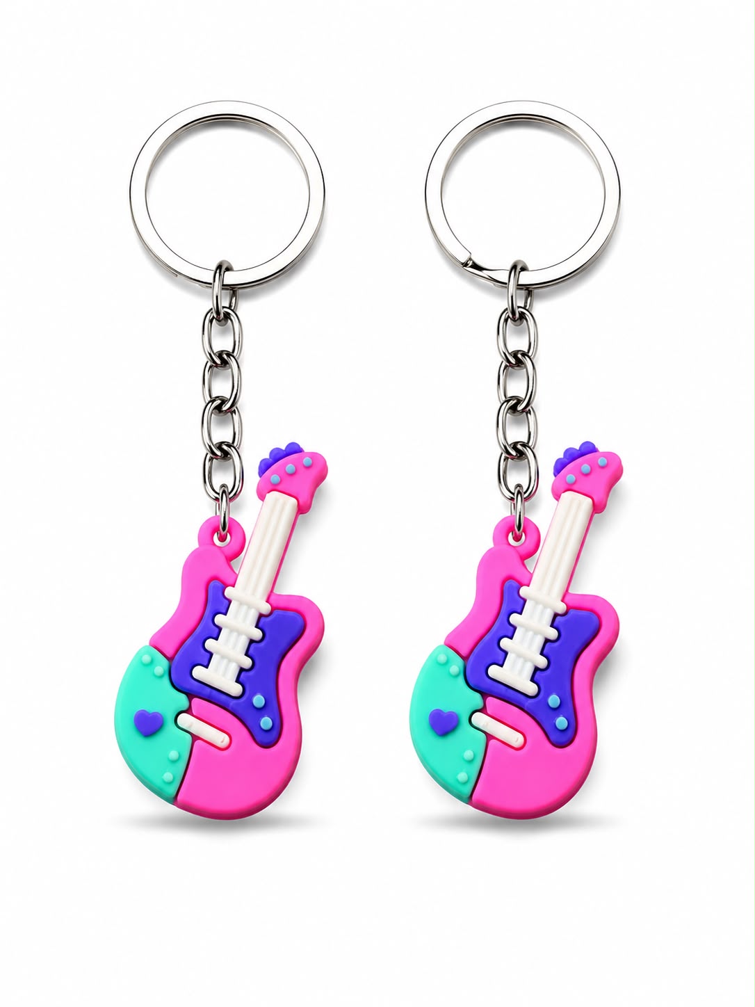 Colorful Guitar Shape Keychain 2pcs