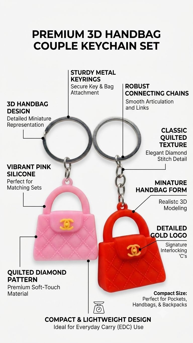 Cute Mini Handbag Silicone Keychain for Girls & Women