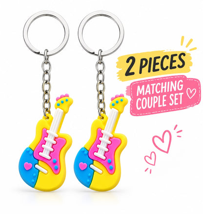 Colorful Guitar Shape Keychain 2pcs