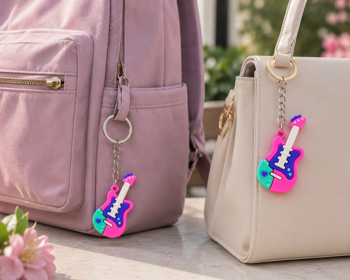 Colorful Guitar Shape Keychain 2pcs