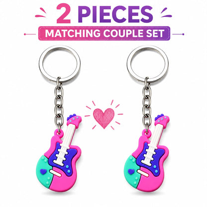 Colorful Guitar Shape Keychain 2pcs