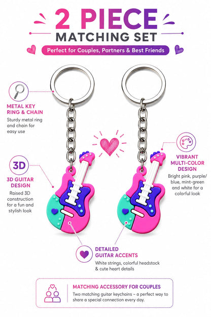 Colorful Guitar Shape Keychain 2pcs