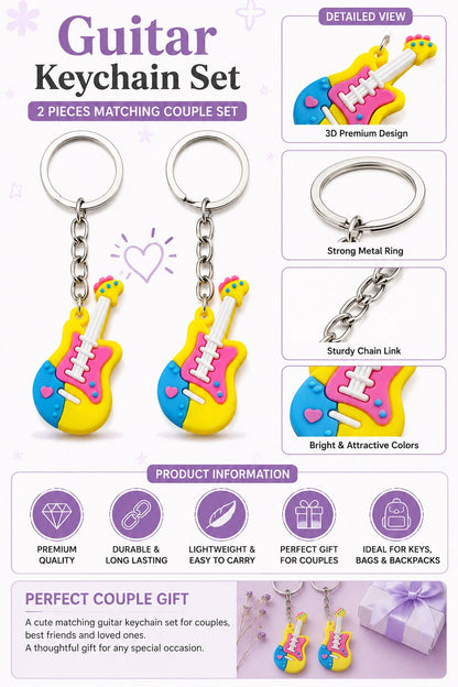Colorful Guitar Shape Keychain 2pcs