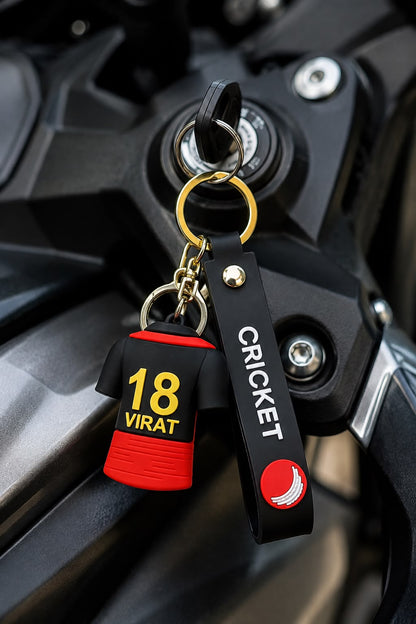 Cricket Jersey 18 Virat Keychain for Bags and Backpacks