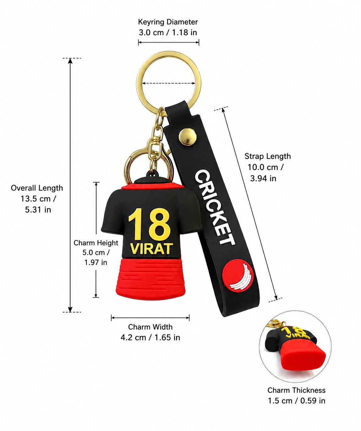 Cricket Jersey 18 Virat Keychain for Bags and Backpacks
