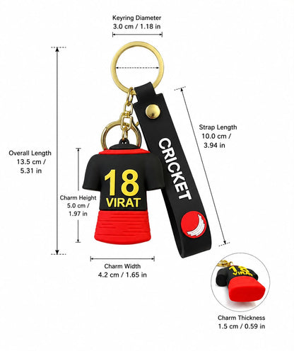 Cricket Jersey 18 Virat Keychain for Bags and Backpacks