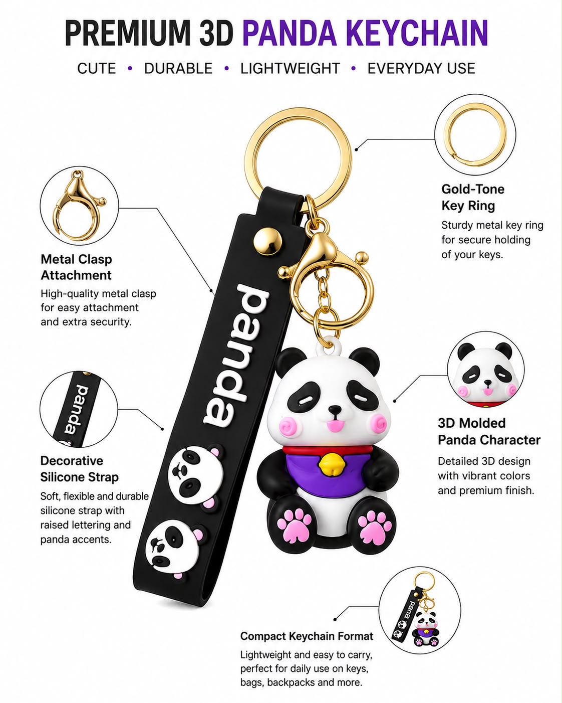 Cute Panda Baby Keychain