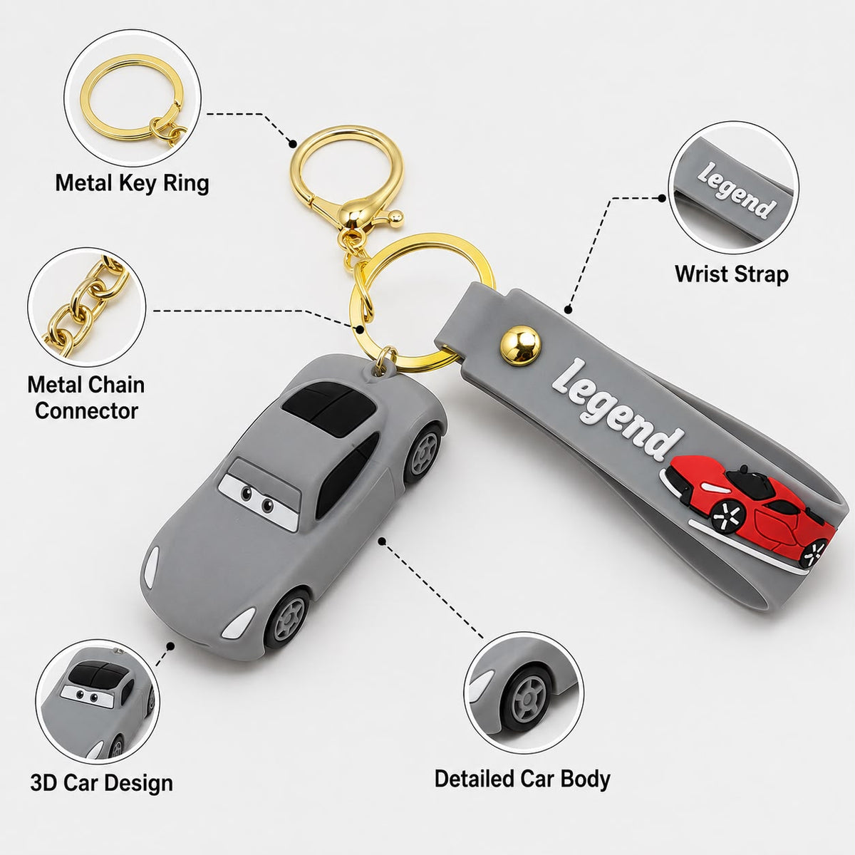 Sports Car Keychain with Legend Strap