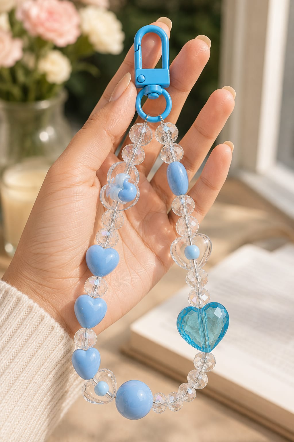 Heart Crystal Beaded Keychain