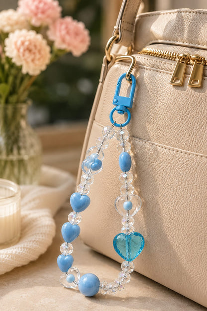 Heart Crystal Beaded Keychain