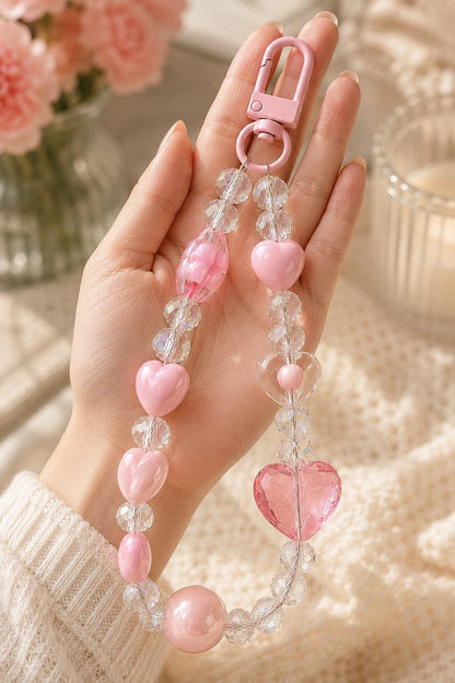 Heart Crystal Beaded Keychain