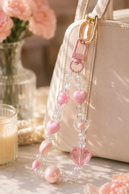 Heart Crystal Beaded Keychain