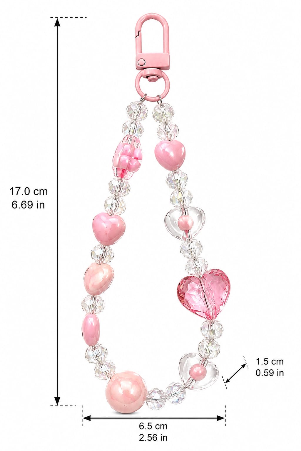Heart Crystal Beaded Keychain