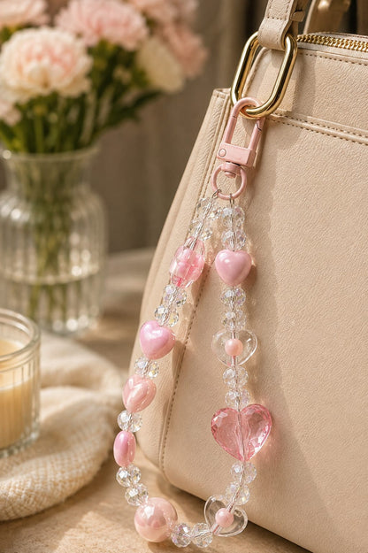 Heart Crystal Beaded Keychain