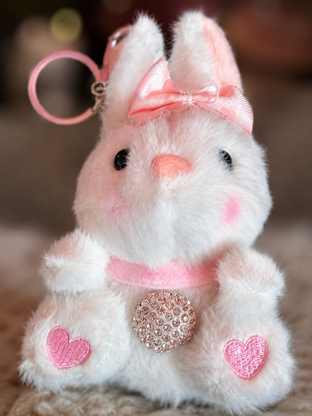 Bunny Plush Keychain with Bow