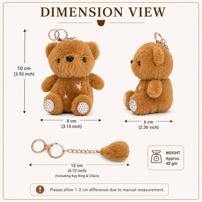 Star Bear Plush Keychain with Rhinestone Paws