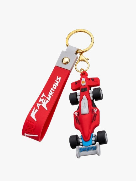 Red Formula Racing Car Keychain with Strap