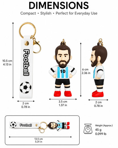 Football Player Figurine 3D Keychain with Football Strap