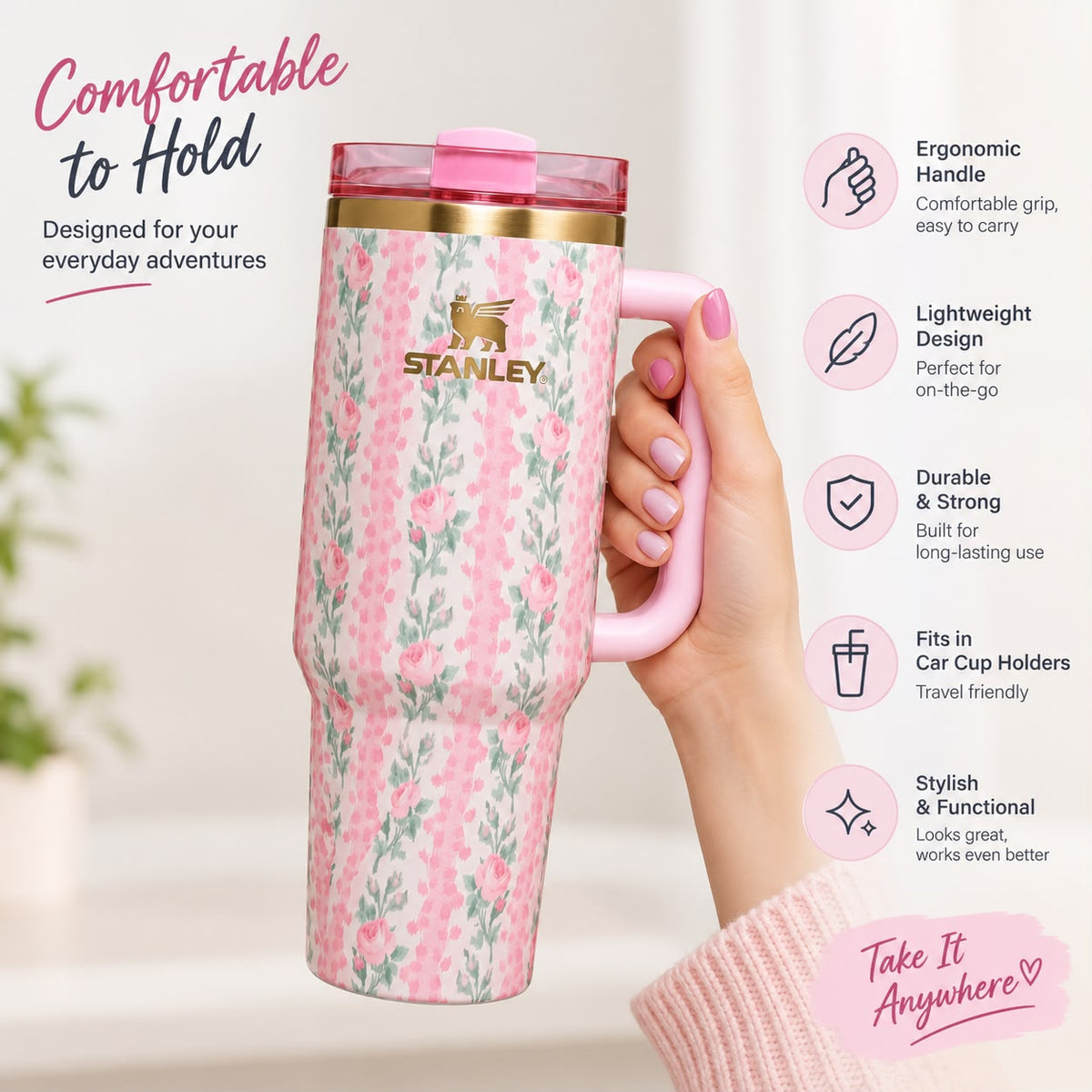 40oz Stanley Floral Insulated Tumbler