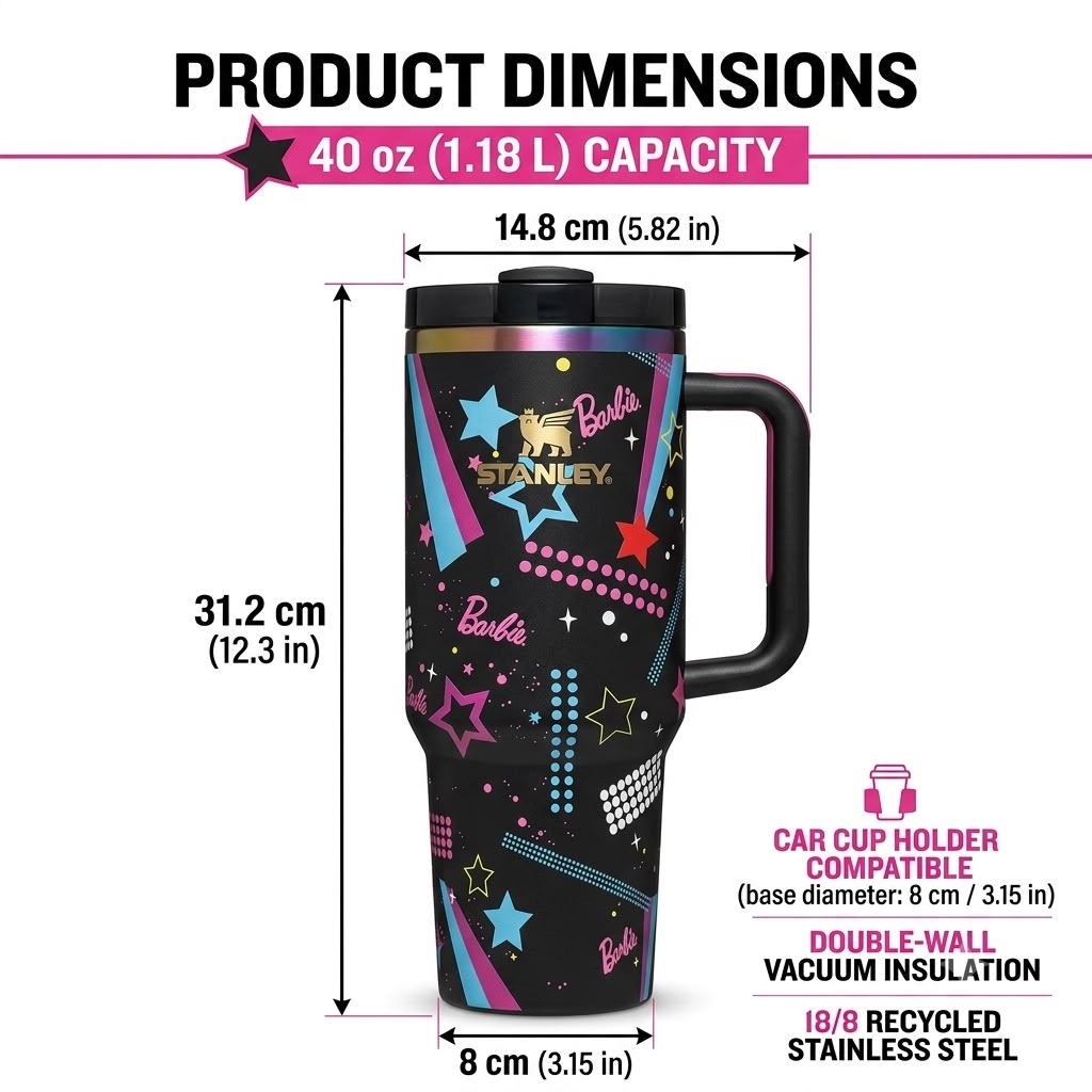 40oz Barbie Stanley Tumbler