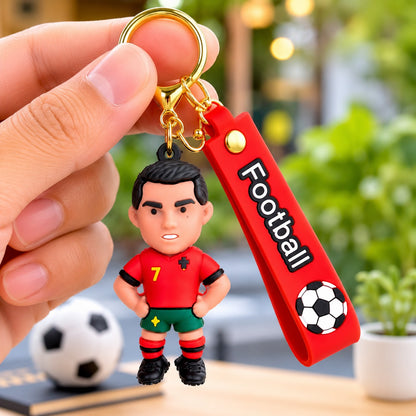 Football Player Figurine 3D Keychain with Football Strap
