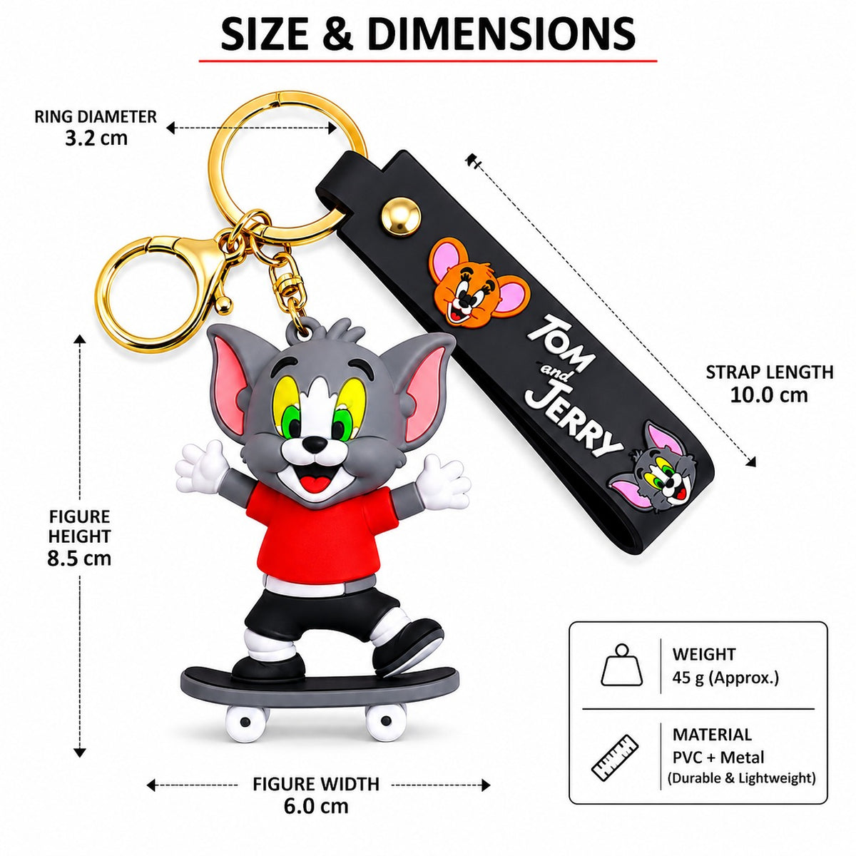 Tom & Jerry Skateboard 3D Keychain