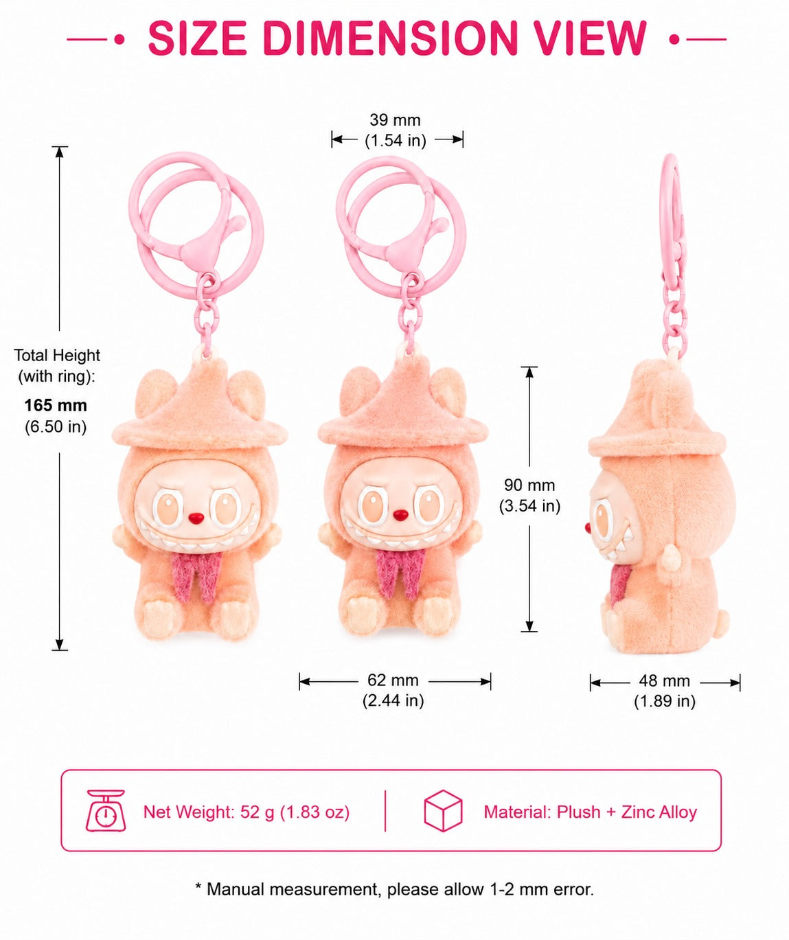 Labubu Bunny Plush Character Keychain