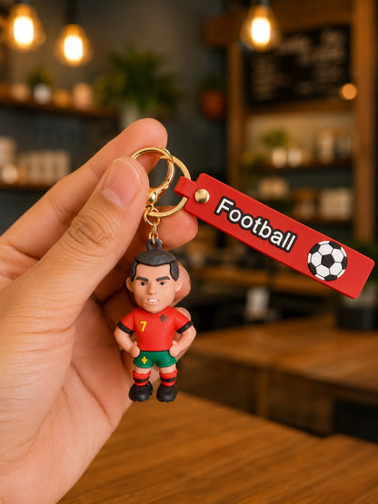 Football Player Figurine 3D Keychain with Football Strap